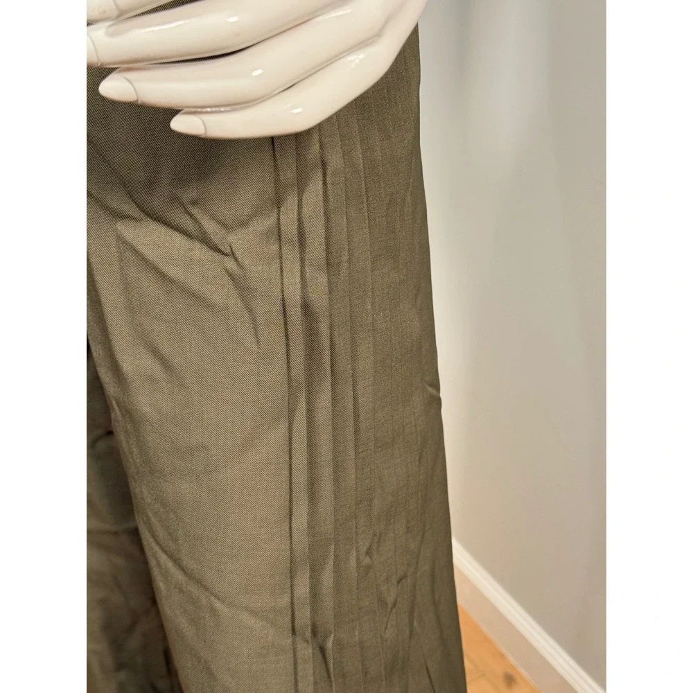Commense Wide Leg Pleated ArmyGreen Trousers High Waist Palazzo Pants size S - Picture 10 of 15